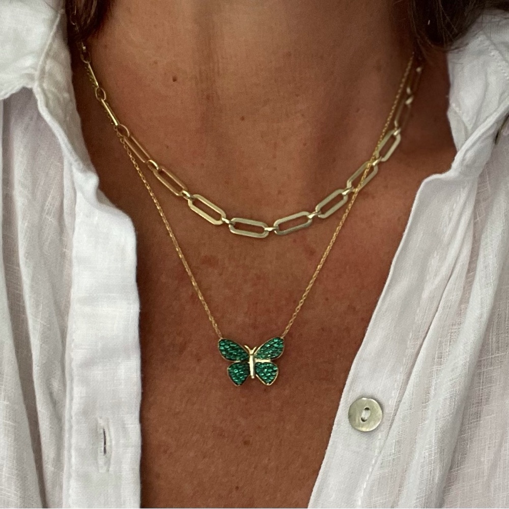 Green butterfly necklace gold butterfly necklace silver butterfly necklace